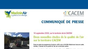 10/09/2020 - Deux nouvelles études de la qualité de l’air sur le territoire CACEM