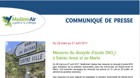 12/04/2017 - Mesures du dioxyde d’azote (NO2) à Sainte-Anne et au Marin