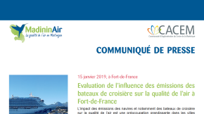 15/01/2019 - Evaluation de l’influence des émissions des bateaux de croisière sur la qualité de l’air à Fort-de-France