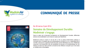 30/05/16 - Semaine du Développement Durable :   Madininair s’engage. 