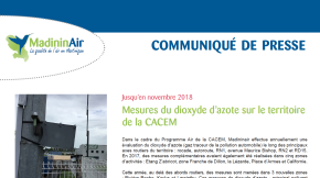 23/10/2018 - Mesures du dioxyde d’azote sur le territoire de la CACEM