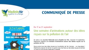 17/09/2018 - Une semaine d’animations autour des idées reçues sur la pollution de l’air, du 17 au 21 septembre 